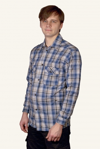 Мужская рубашка шотландка длинный рукав | купить ивановский текстиль оптом